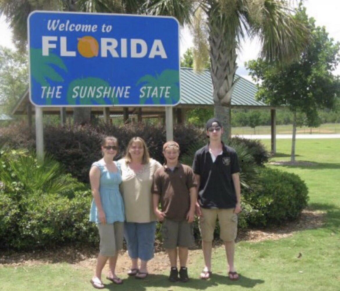 Tyler and his family on a Florida road trip