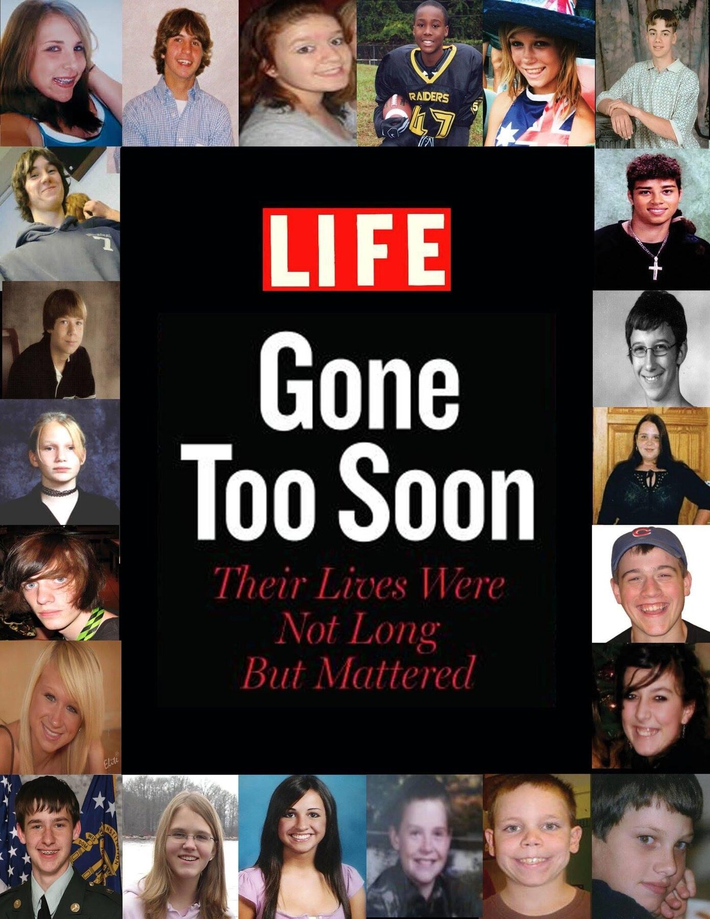 Gone Too Soon, a memorial collage of young lives lost to bullycide