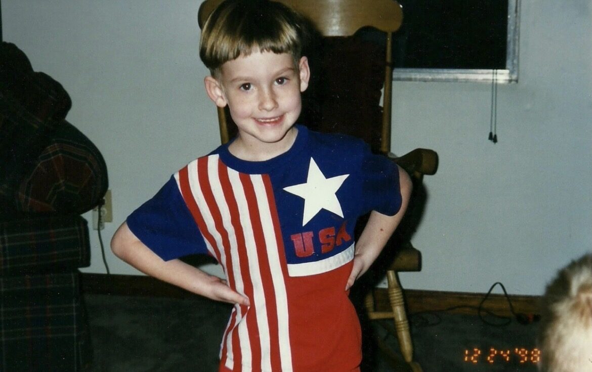 Young Tyler in a patriotic USA t-shirt