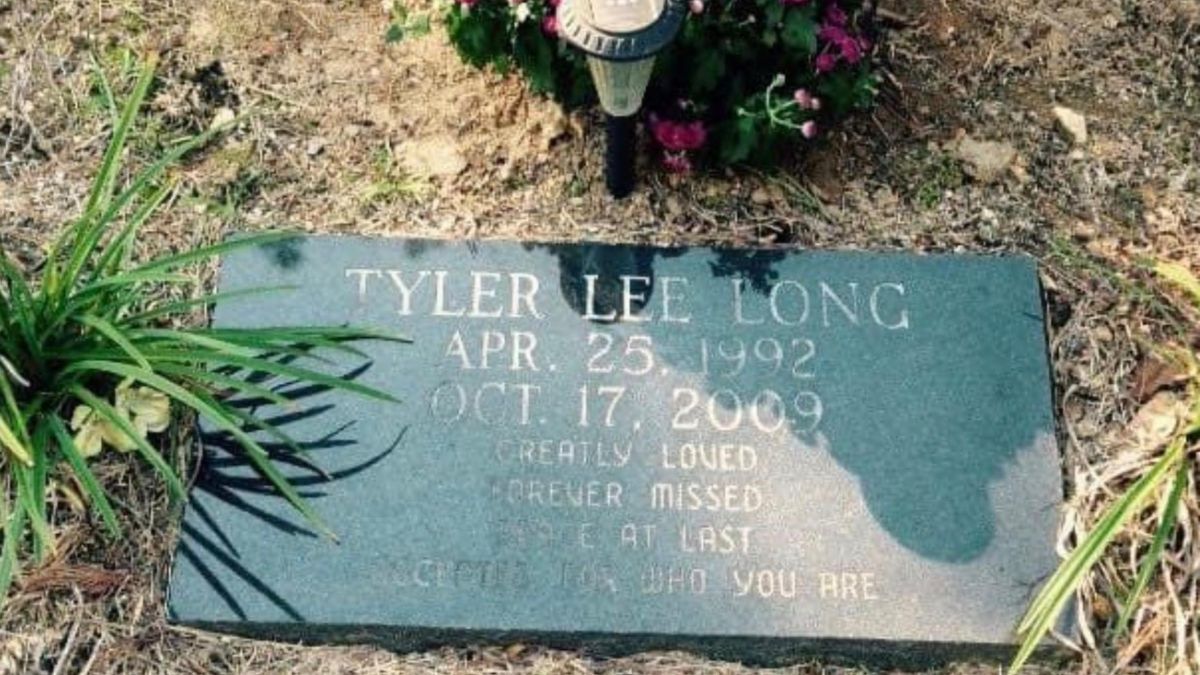 Tyler Long's headstone, greatly loved, forever missed